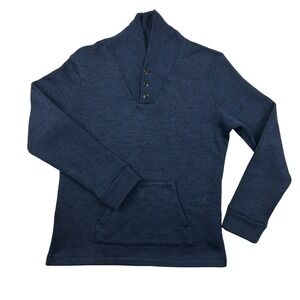 Cole Haan‎ Pullover Mens Large Pinch Marine Classic Shawl Button Collar Blue